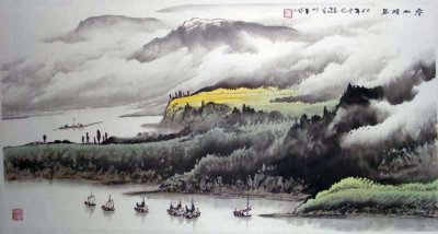 庞泰嵩国画山水作品