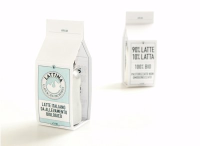 白色的LATTINA&#169; 纯牛奶包装设计