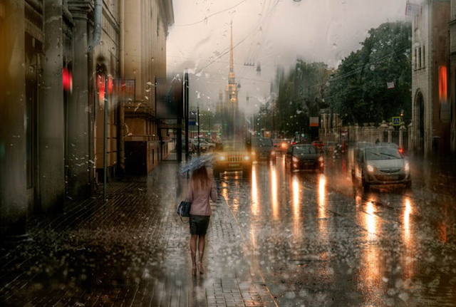 Eduard Gordeev创意摄影：宛若油画的雨中城市