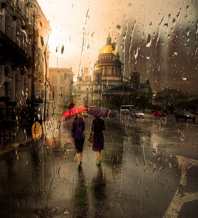 Eduard Gordeev创意摄影：宛若油画的雨中城市