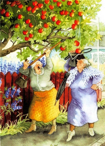 芬兰Inge L&#246;&#246;k插画:Old Ladies