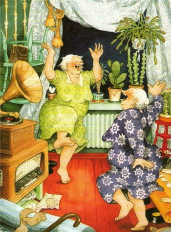 芬兰Inge L&#246;&#246;k插画:Old Ladies