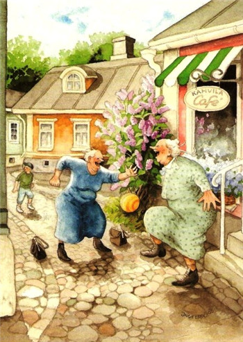 芬兰Inge L&#246;&#246;k插画:Old Ladies