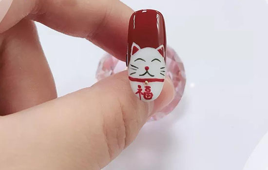 招财猫美甲怎么画 招财猫美甲教程