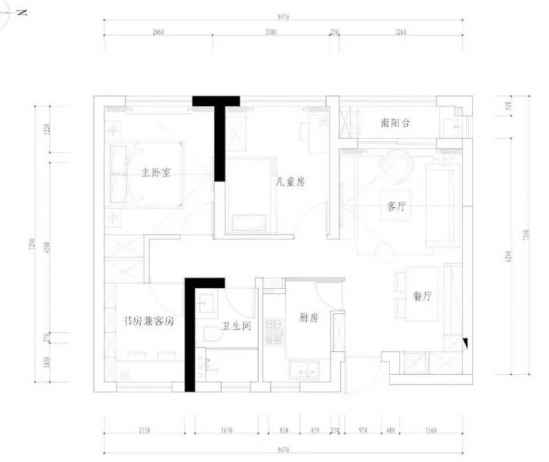 95平米装修效果图 95㎡简约混搭小美风装修设计