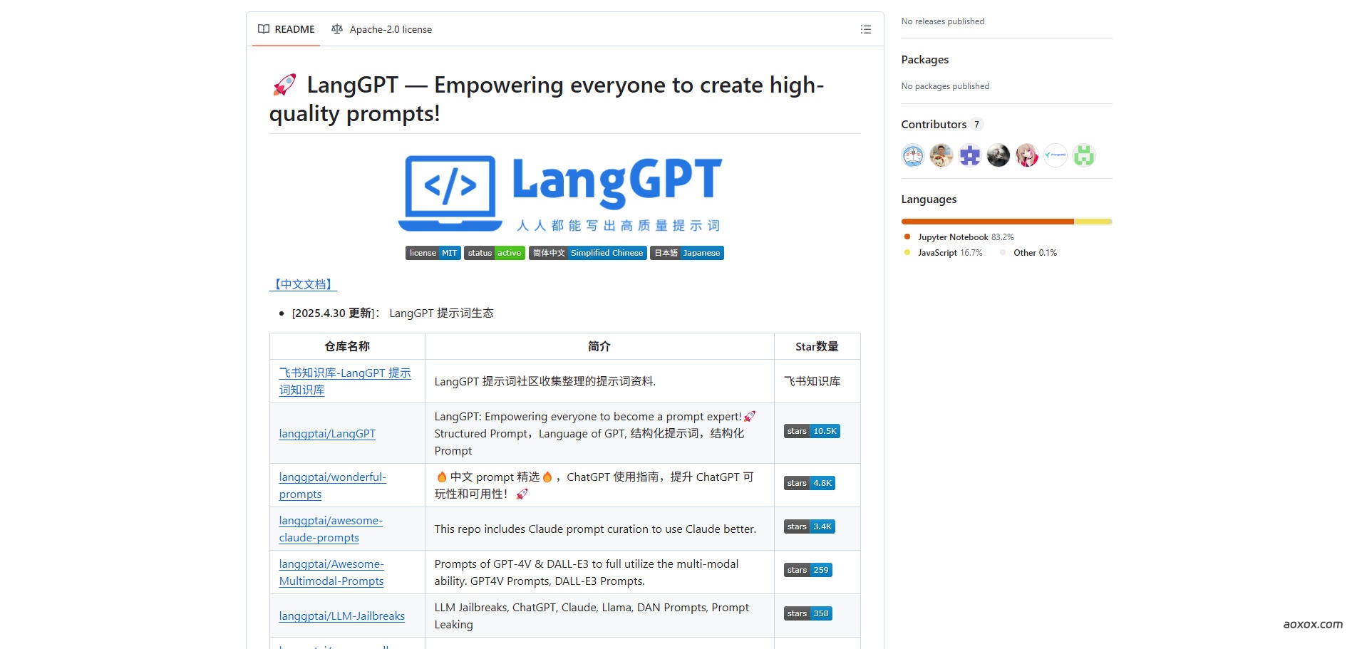 LangGPT官网截图