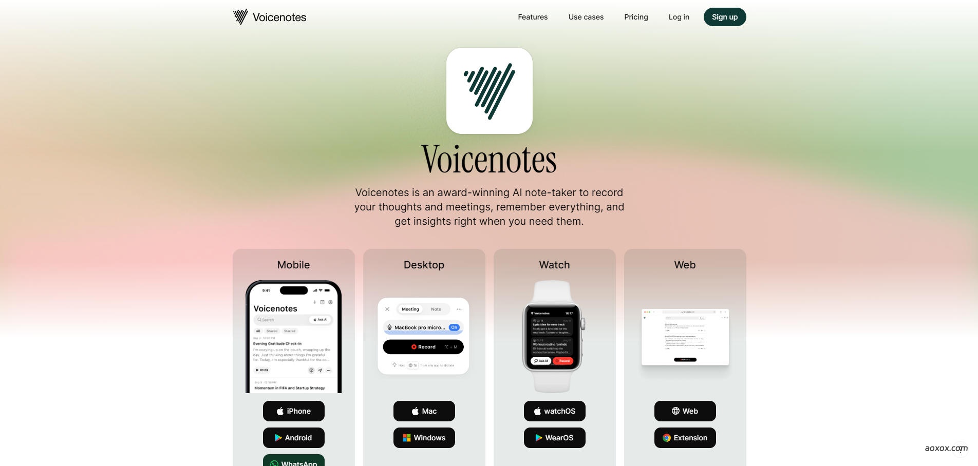 Voicenotes官网截图
