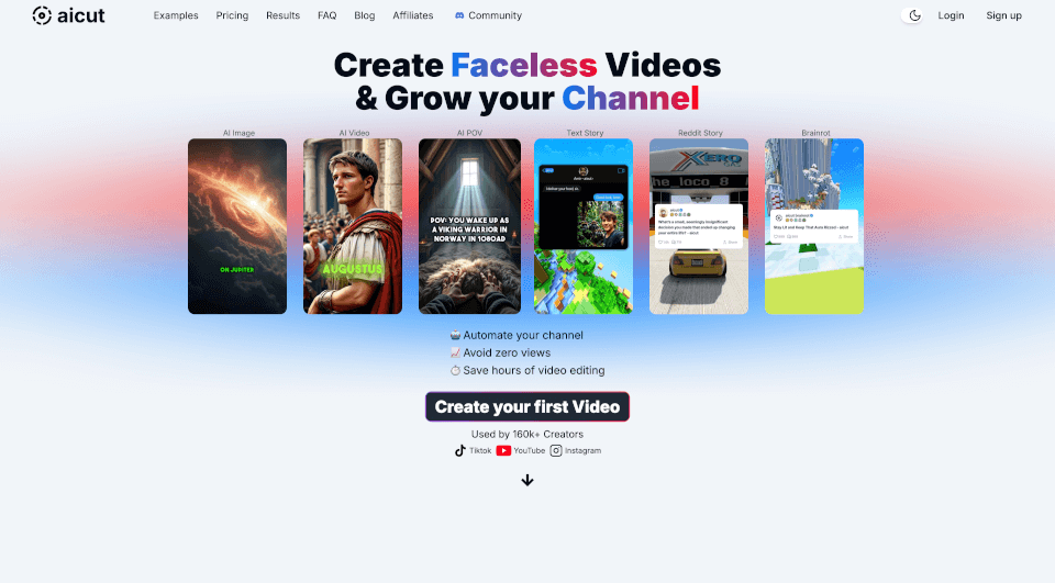 aicut：轻松生成无面孔AI短视频，快速提升频道观看量