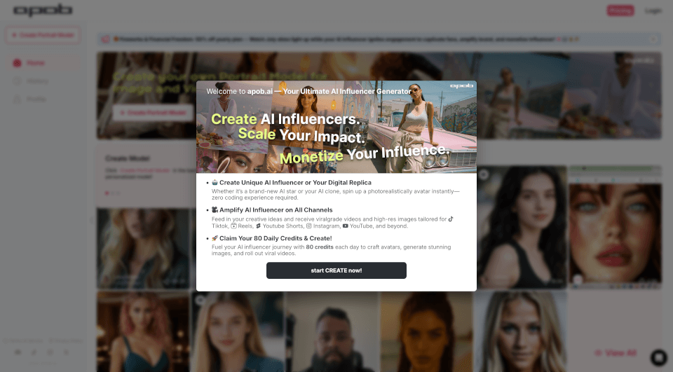 APOB.AI：50%折扣年费！AI肖像+短视频生成神器