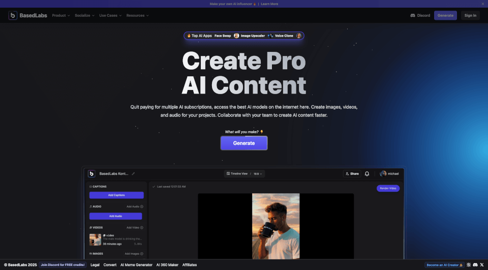 BasedLabs.ai：AI视频生成与虚拟网红创作工具