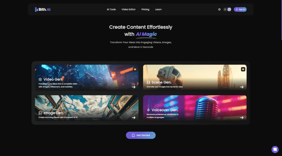 Bith.ai：AI一键生成视频、配音和字幕的免费神器