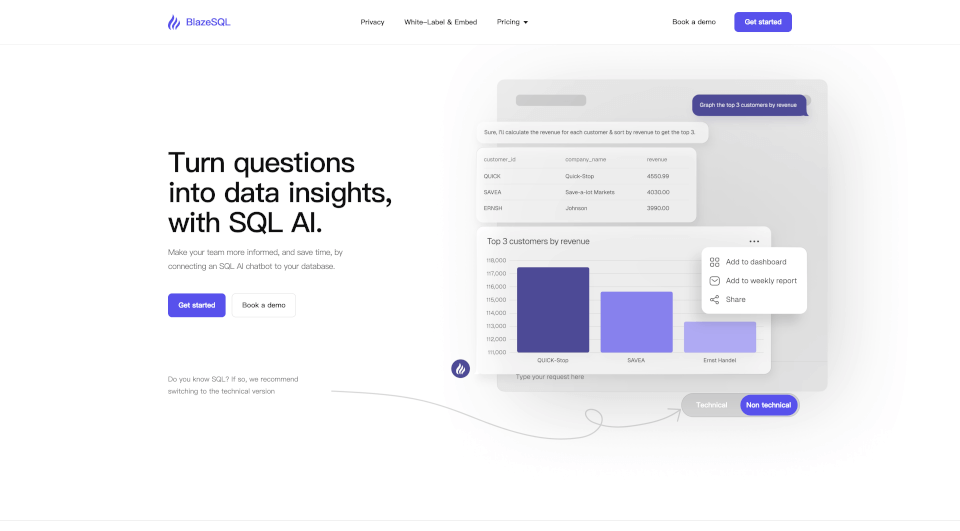 BlazeSQLAI：快速生成SQL查询，提升数据洞察效率