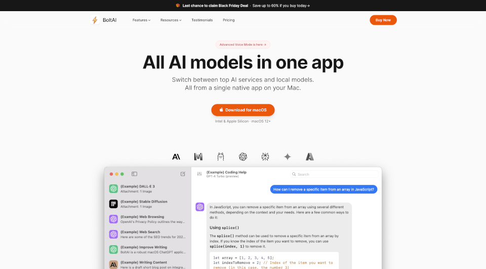 BoltAI：专为Mac设计的高性能AI助手，提升工作效率