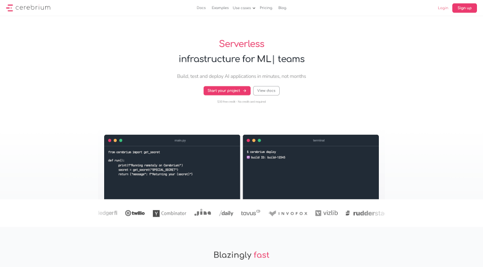 Cerebrium：高效低成本的无服务器AI基础设施