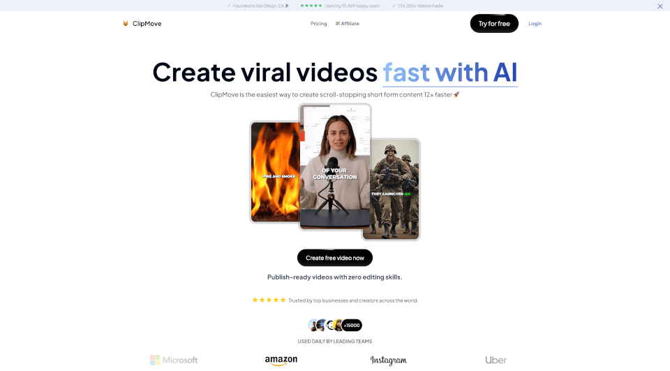 ClipMove：AI一键生成爆款短视频，12倍速涨粉神器