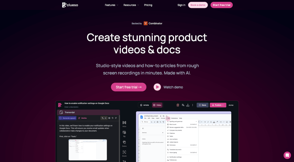 Clueso：AI驱动的视频编辑工具，快速创建专业内容