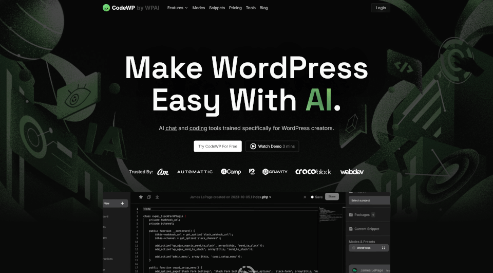 CodeWP：让WordPress开发更简单的AI工具