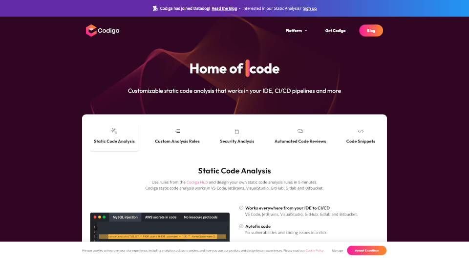 Codiga：实时静态代码分析工具，提升代码质量与安全性