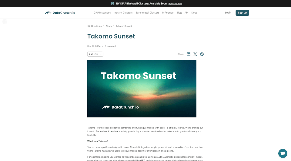 TakomoSunset：无服务器容器服务