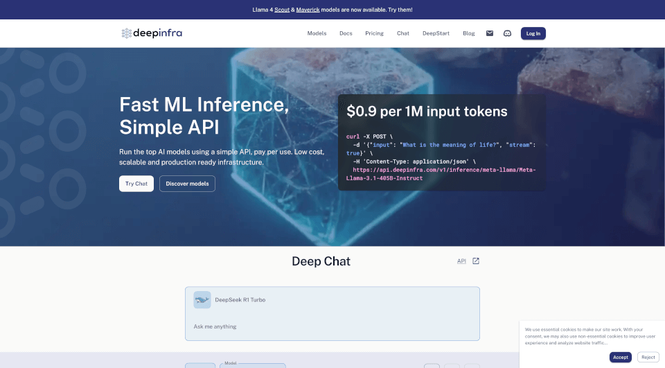DeepInfra：经济高效的机器学习模型与基础设施