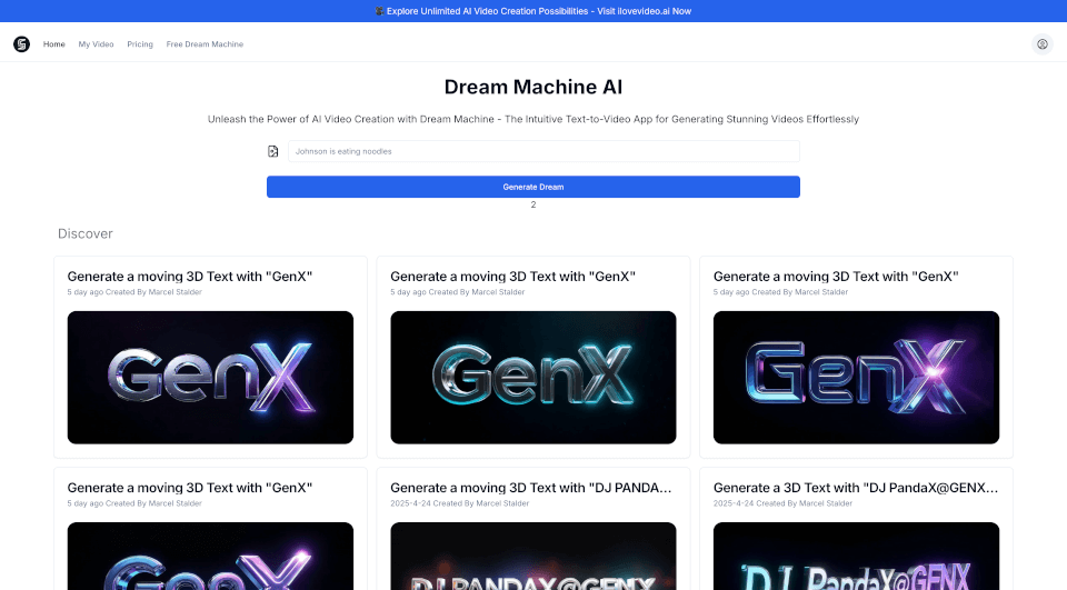 DreamMachineAI：快速生成高质量视频的工具