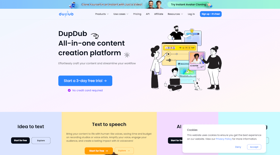 Dupdub：AI内容创作平台，轻松生成文字、语音与视频
