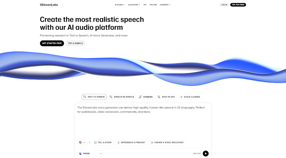 ElevenLabs：高质量AI语音生成工具，支持32种语言