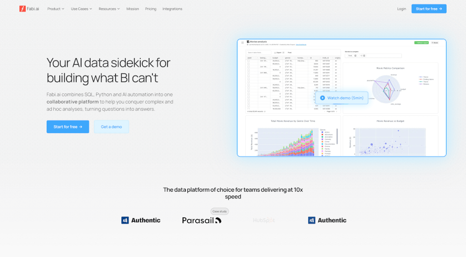 Fabi.ai：AI数据分析平台