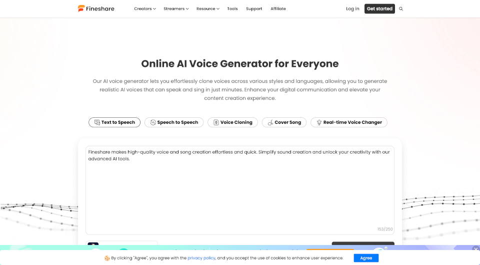 Fineshare：AI音频工具，轻松创作高质量语音与音乐