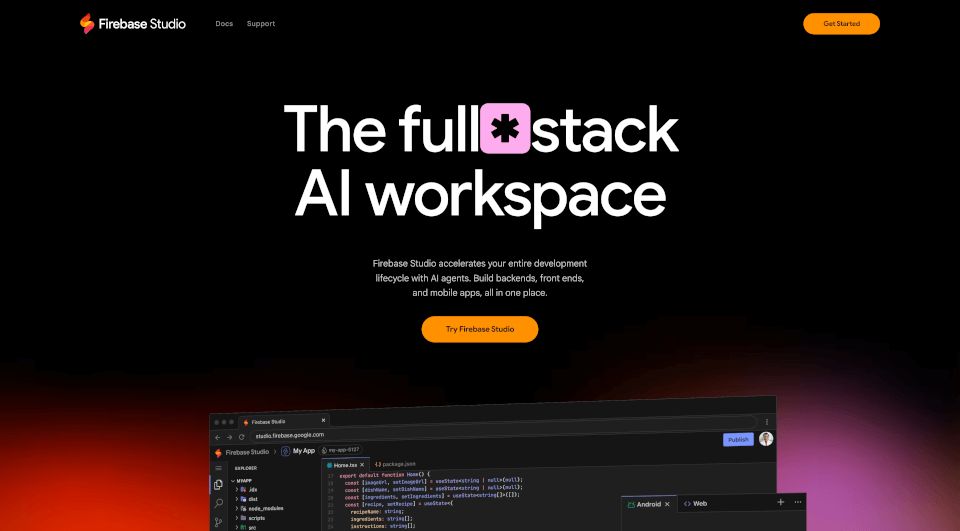 FirebaseStudio：AI全栈开发工作区，一键部署更高效