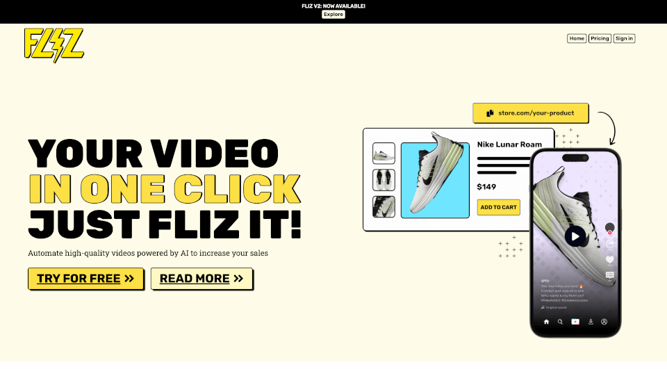 Fliz：AI驱动的视频创作工具，轻松提升销售和曝光