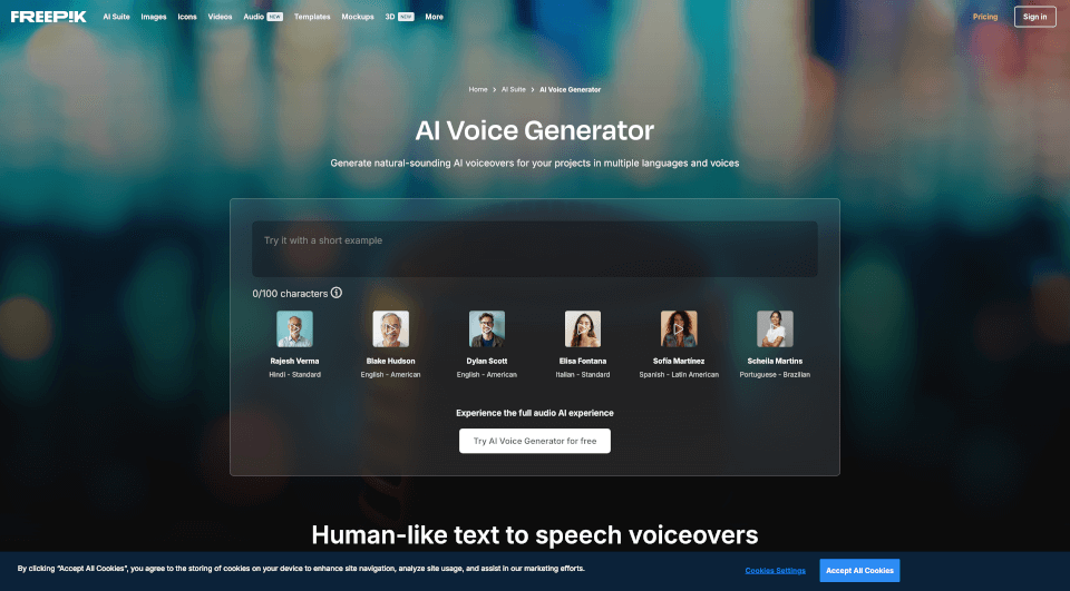 FreepikAI语音生成器：轻松将文本转换为自然语音