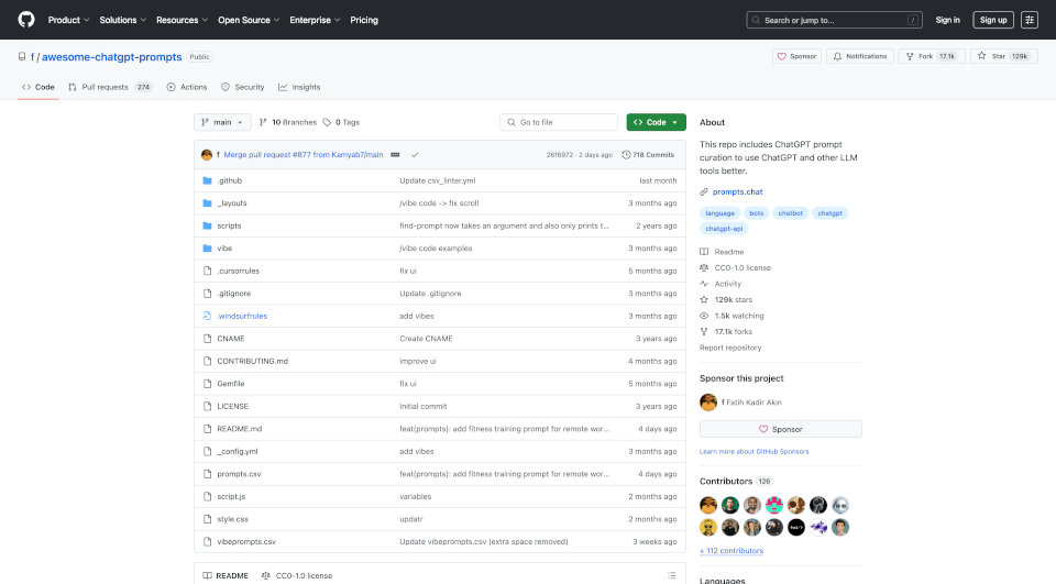 AwesomeChatGPTPrompts：全面提升AI使用体验的提示库