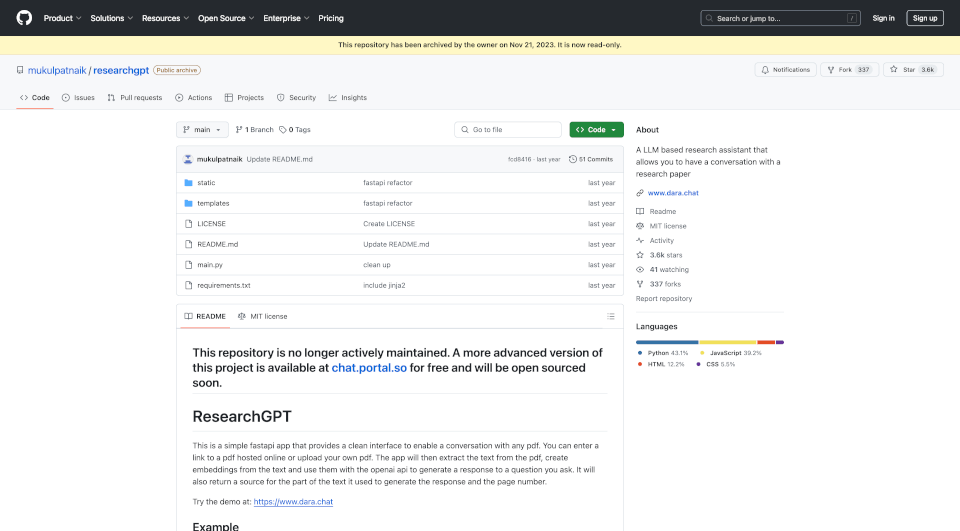 ResearchGPT：与科研论文对话的智能助手