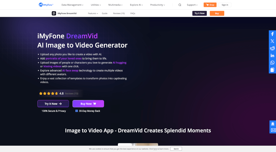DreamVid：一键让照片变视频的AI神器，拥抱亲吻换脸全搞定