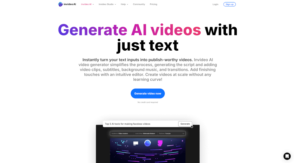 InVideoAI：用文字自动生成视频的神器