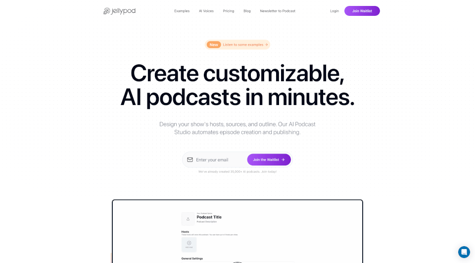 Jellypod：AI播客工作室，轻松制作并发布你的播客