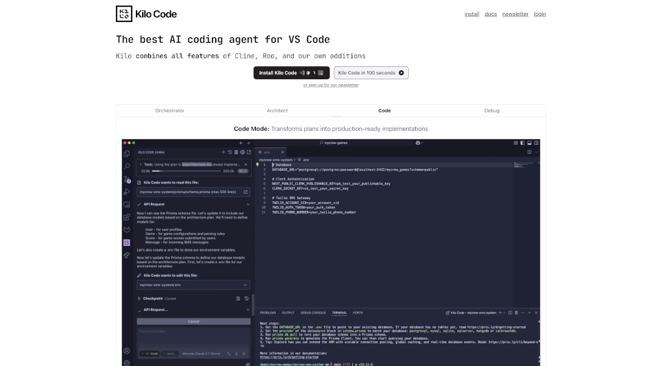 KiloCode：开源VSCodeAI助手｜自动写代码/修Bug/省时间