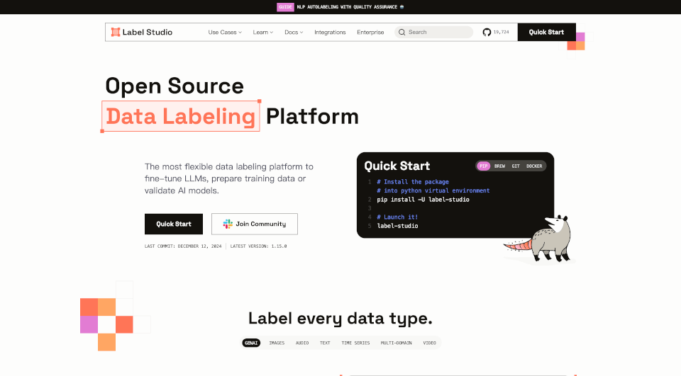 LabelStudio：开源数据标注工具，支持多数据类型与AI辅助标注