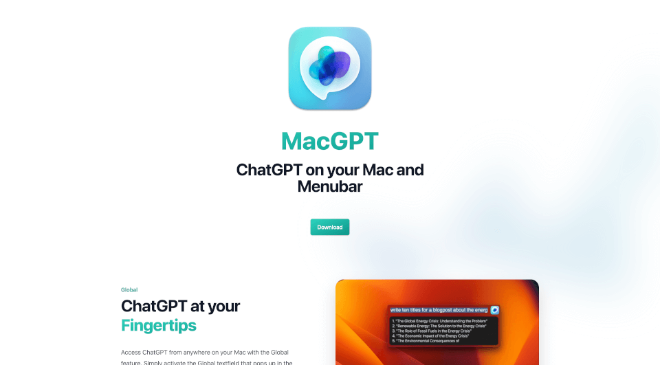 MacGPT：让ChatGPT在Mac上触手可及