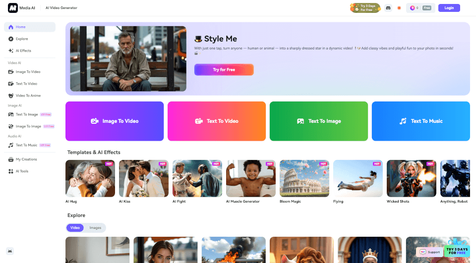 Media.ioAI生成器：免费在线AI视频、图片和音频工具
