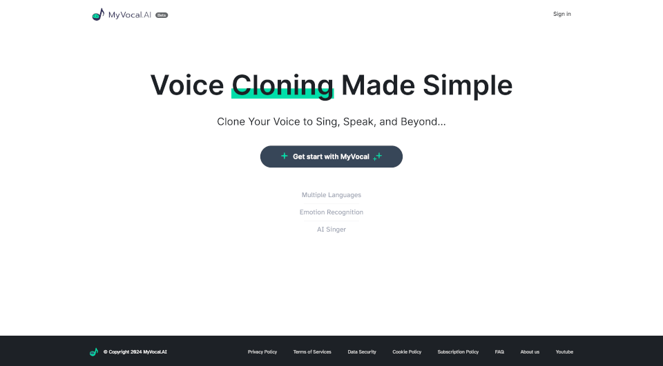 MyVocal.ai：轻松克隆你的声音，支持多语言和情感识别