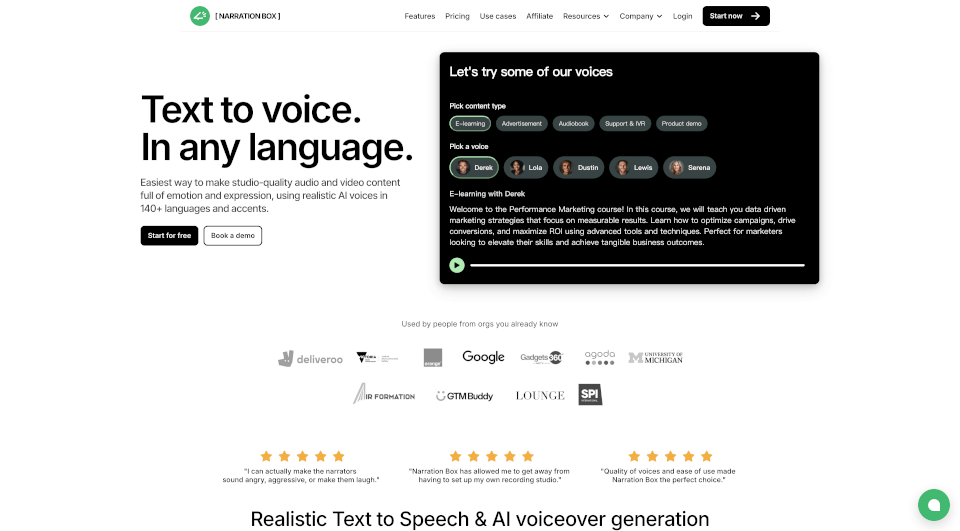 NarrationBox：超逼真AI语音生成工具，支持140+语言