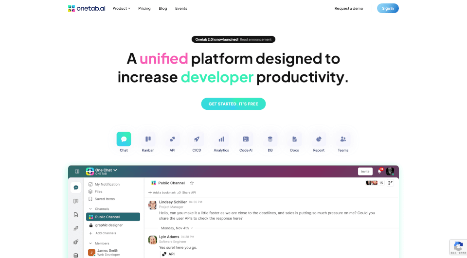Onetab.ai-AI一体化平台：提升开发效率与项目管理