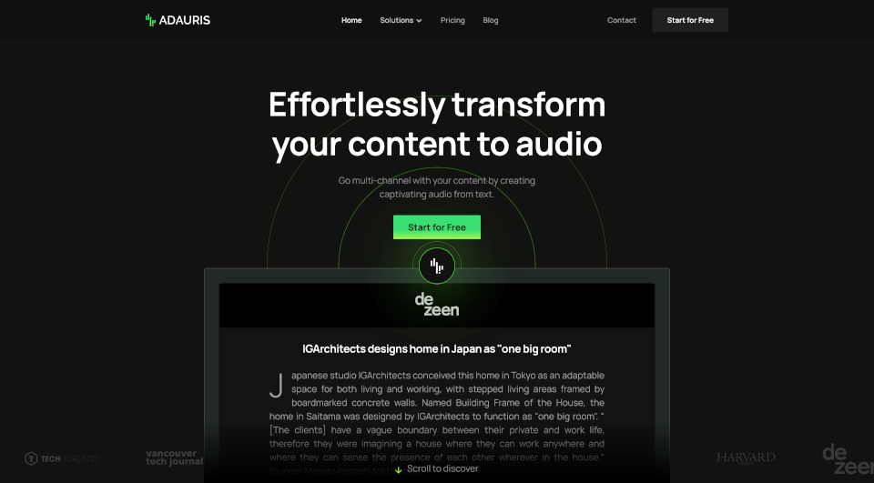 Adauris：将文本内容轻松转换为音频的多功能工具