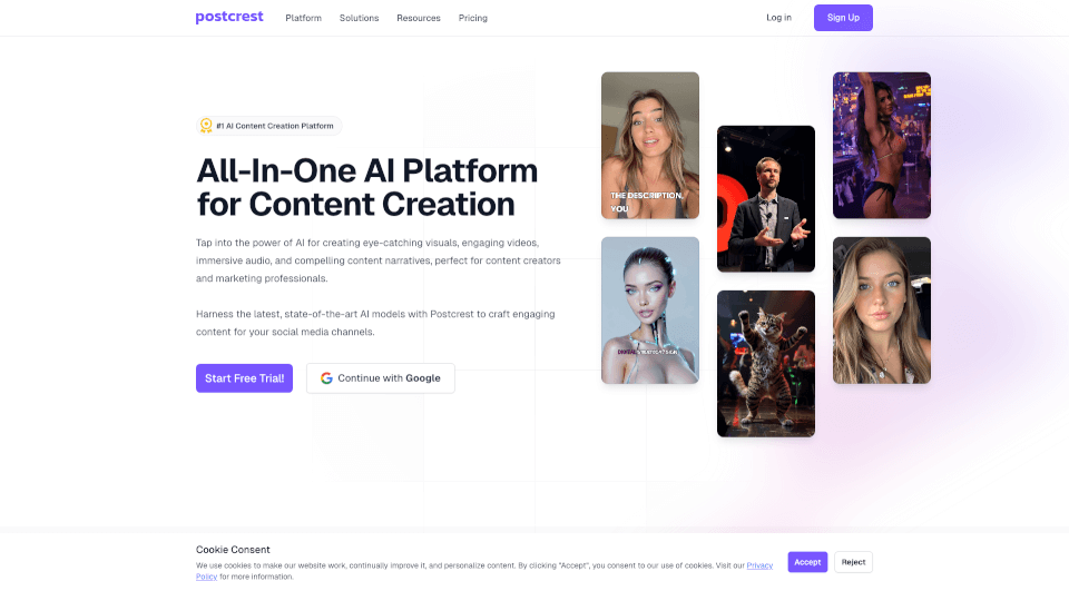 Postcrest：AI内容创作神器，一键生成图像视频文案