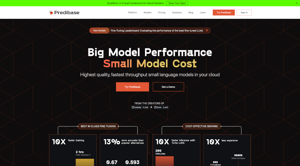 Predibase：高效微调与部署开源LLM模型的开发者平台