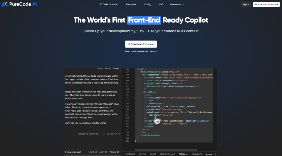 PureCodeAI：加速前端开发的智能助手