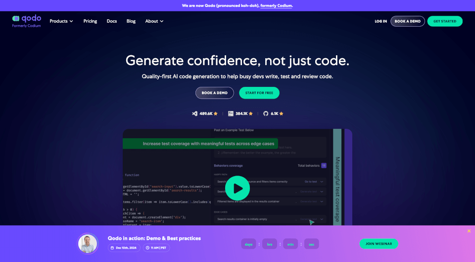Qodo：AI驱动的代码生成与测试工具，提升代码质量