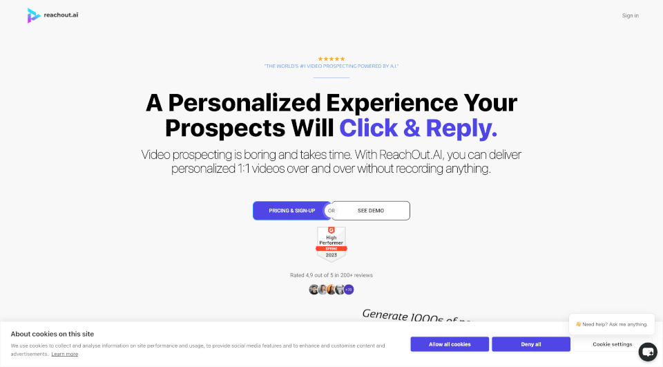 ReachOut.AI：AI驱动的个性化视频营销平台